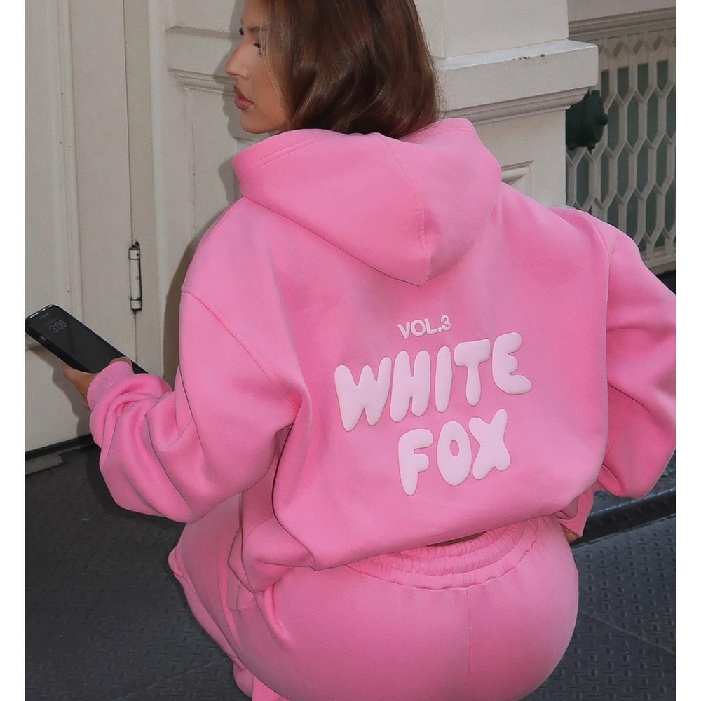 White Fox Pink Hoodie
